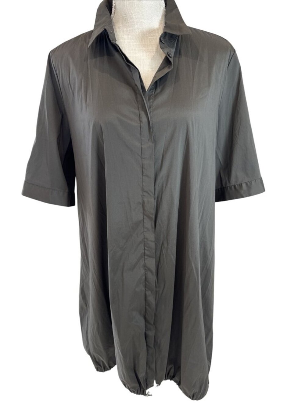 Alfani Gray Collared Short Sleeve Button-Down Shirt Dress Size 14